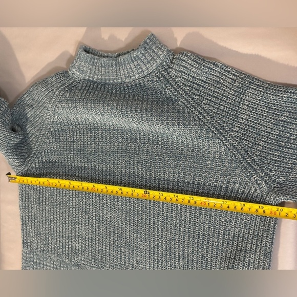 Mock Neck Blue Green Sweater Size Petite XS SKU 22 - Picture 5 of 9